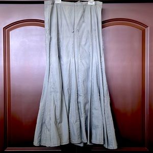 CAbi long skirt with exposed stitching, lace-up waist in back, size small